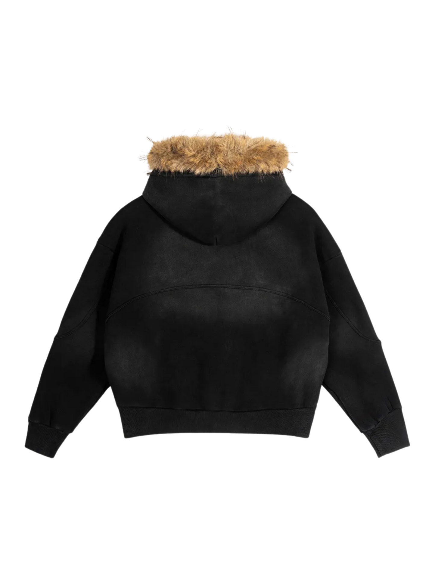 Sun Fade Boxy Detachable Fur Hoodie