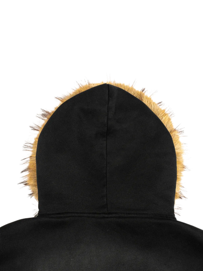 Sun Fade Boxy Detachable Fur Hoodie