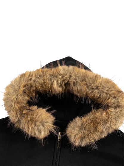 Sun Fade Boxy Detachable Fur Hoodie